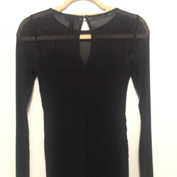 Mini black dress with mesh detail - Picture 2 of 3